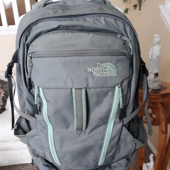 The North Face Handbags - Backpack by The North Face Gray/ Aqua 14"w x18"H